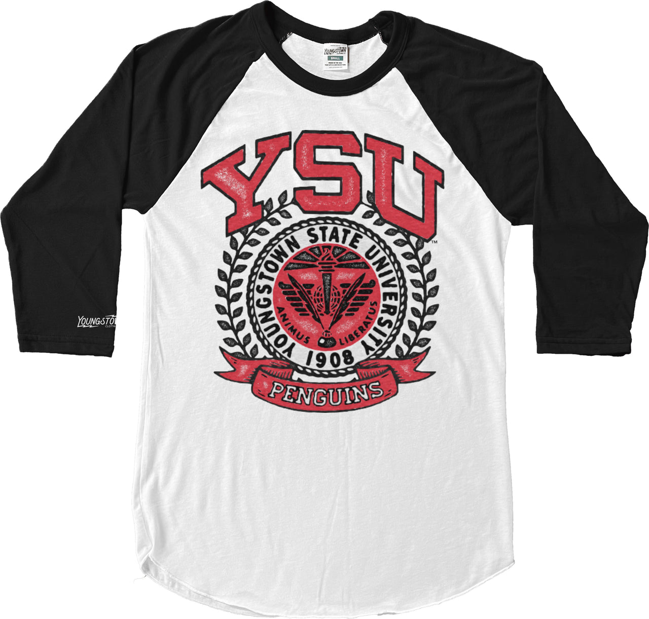 Block YSU Crest Baseball Tee